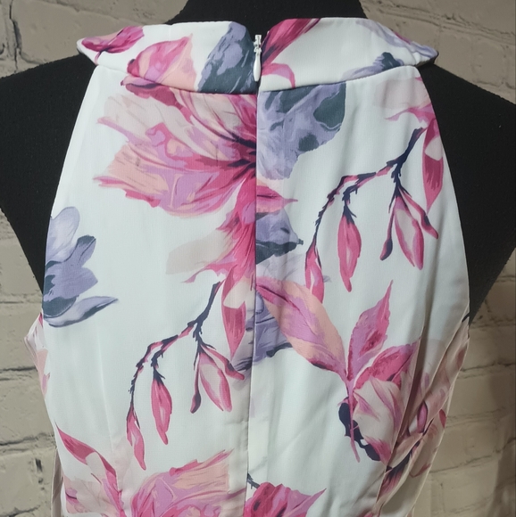 Floral Silhouette WovenChiffon Tiered OverlayDress Blush SL Fashions - Picture 11 of 16